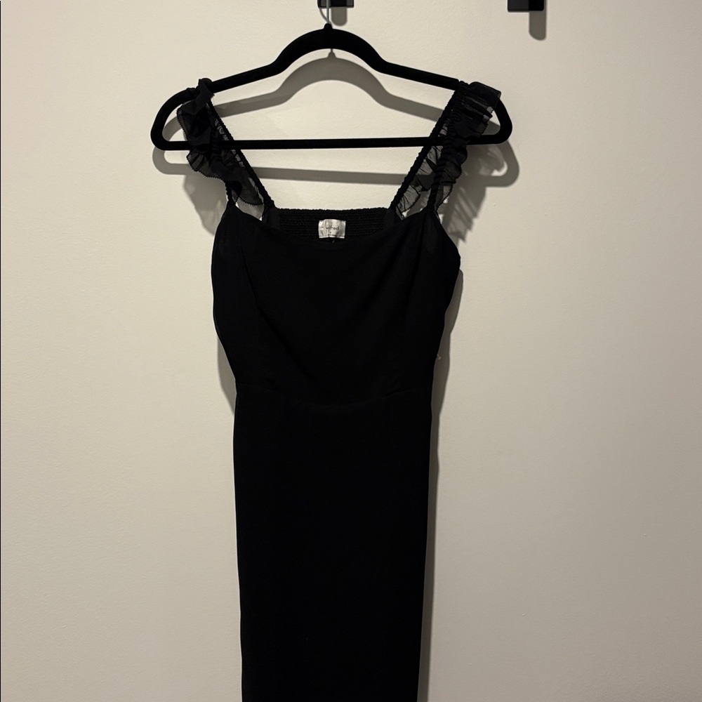 Wilfred black mini dress with Ruffled Straps
